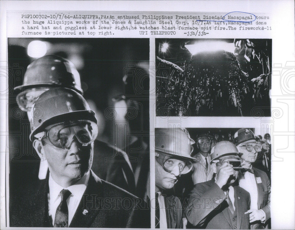 1964 Press Photo Philippines Pres Diocadado Macapagal Tours Aliquippa Steel Co - Historic Images
