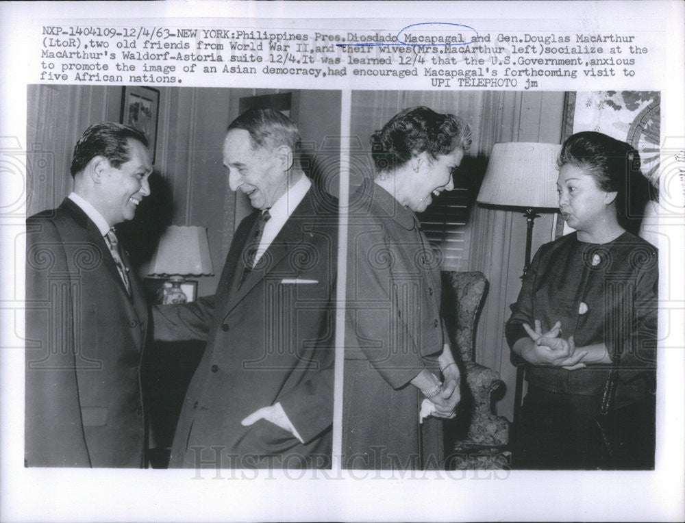 1963 Press Photo 2 Pics Of Pres Diosdado Macapagal And Gen Douglas MacAurthur - Historic Images