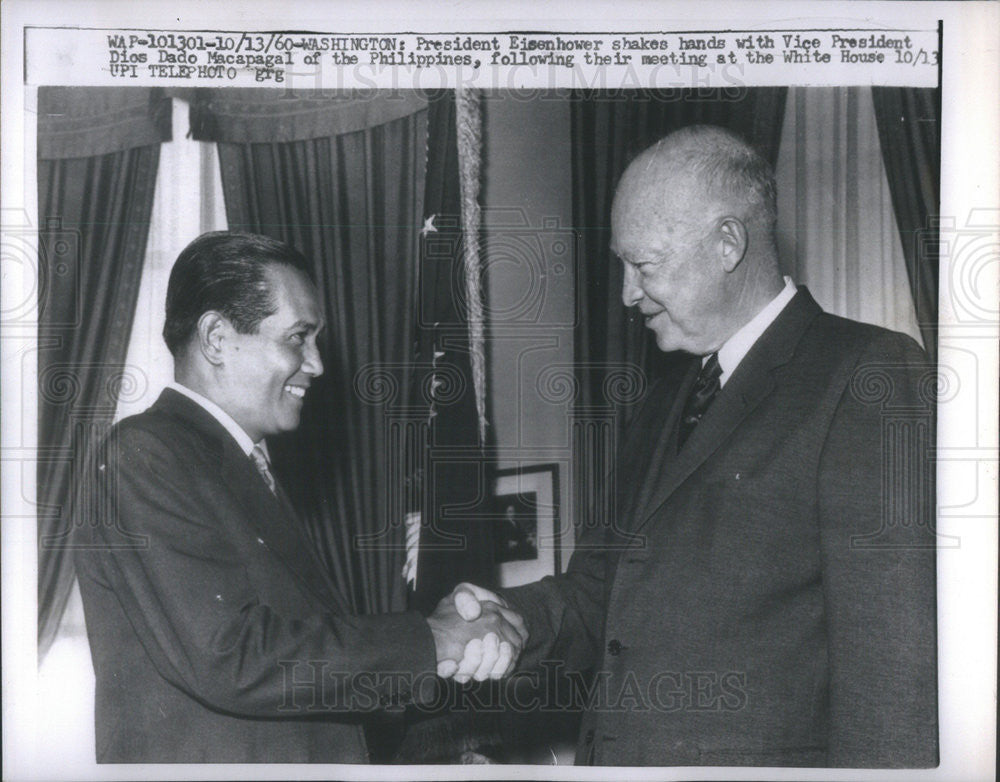1960 Press Photo President Eisenhower with Vice President Dios Dado Macapagal - Historic Images