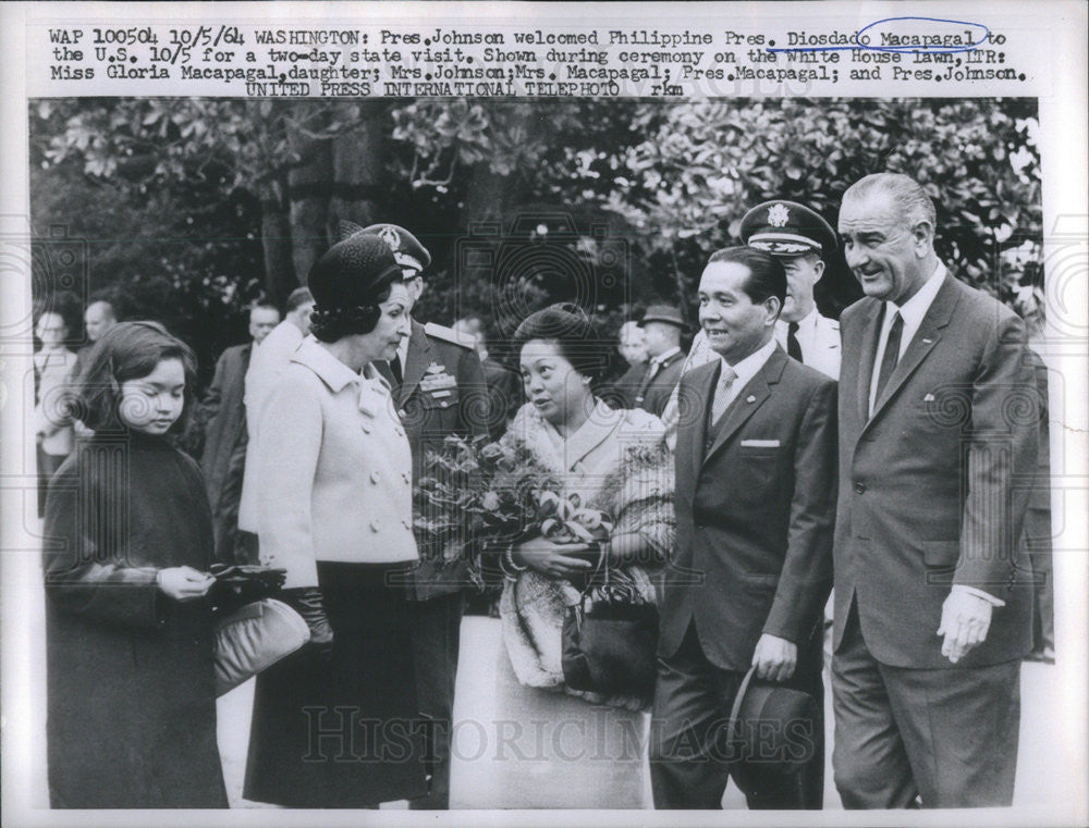 1964 Press Photo Pres. Johnson with Philippine Pres. Diosdado Macapagal - Historic Images