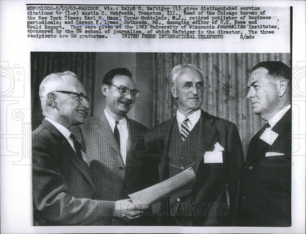 1963 Press Photo Ralph Nafziger Austin wehwein Karl Mann Carson Lyman - Historic Images