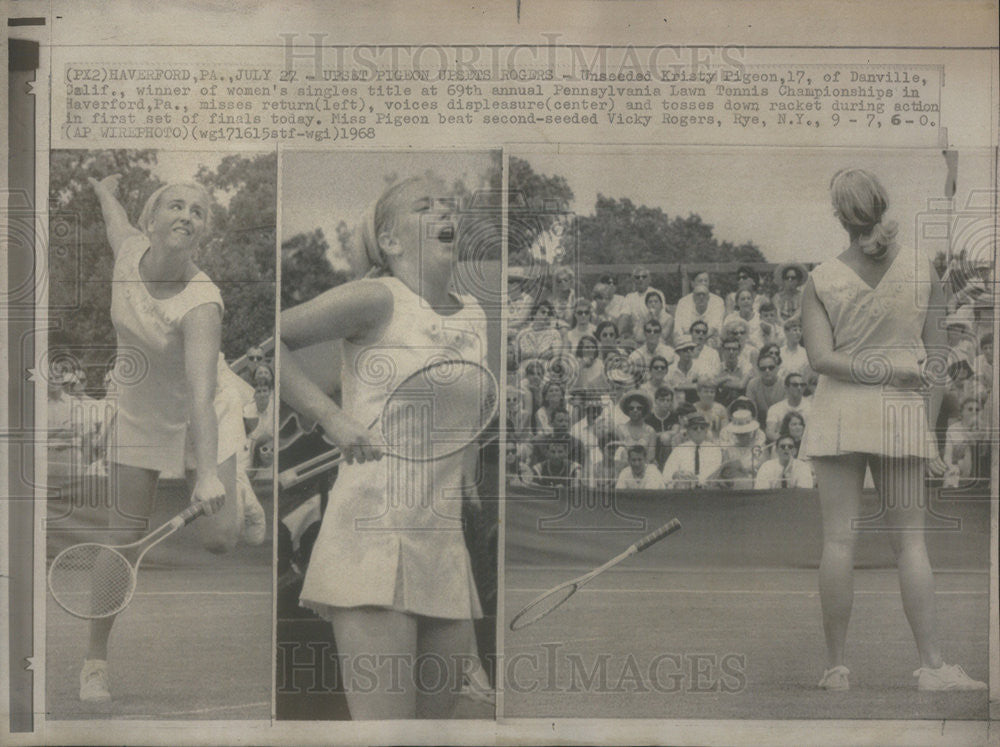 1968 Press Photo Kristy Pigeon, tennis champion Pennsylvania Lawn Tennis. - Historic Images