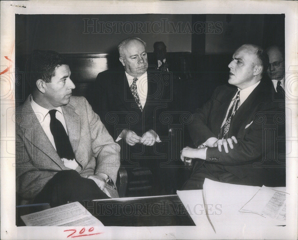 1953 Press Photo Jack Mabley, Police Commissioner O&#39;Connor, Ald. J. Hoellen - Historic Images