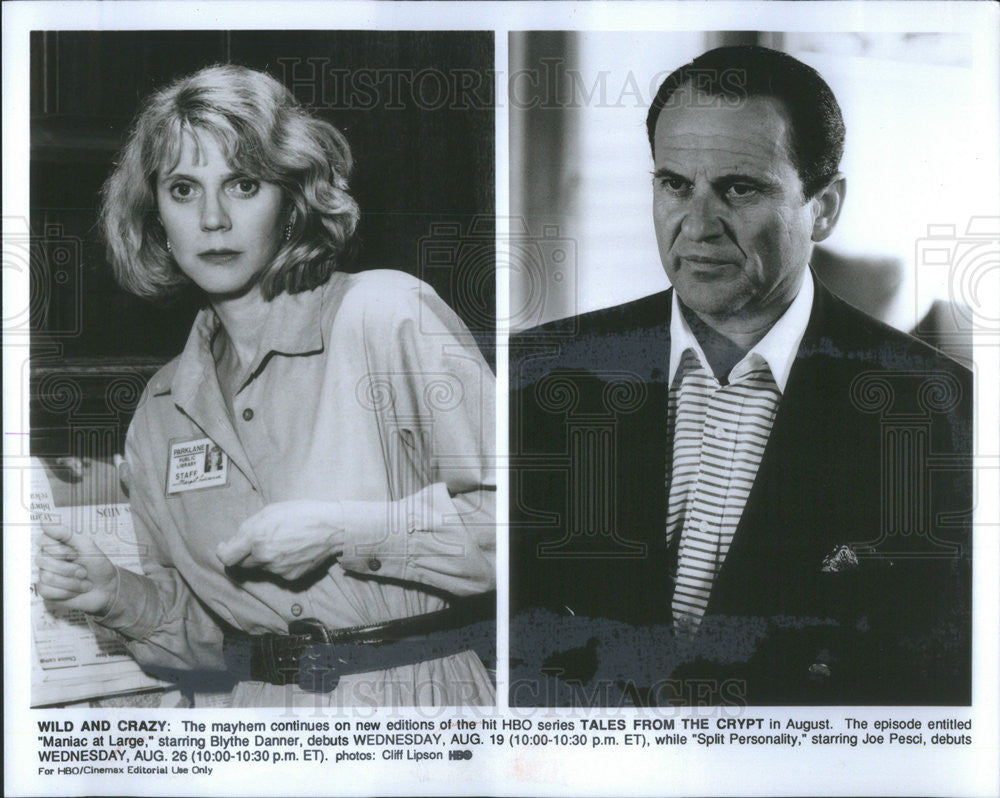 1992 Press Photo Blythe Danner and Joe Pesci.actors - Historic Images