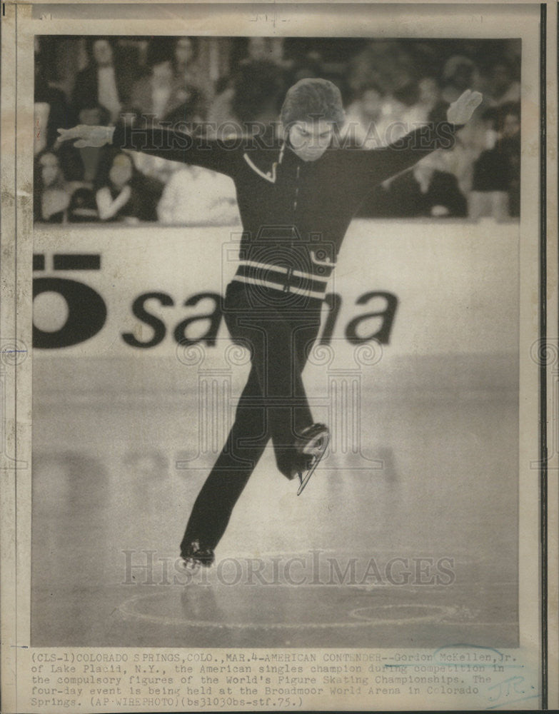 1975 Press Photo Gordon McKellen, Jr. at World&#39;s Figure Skating Championships - Historic Images