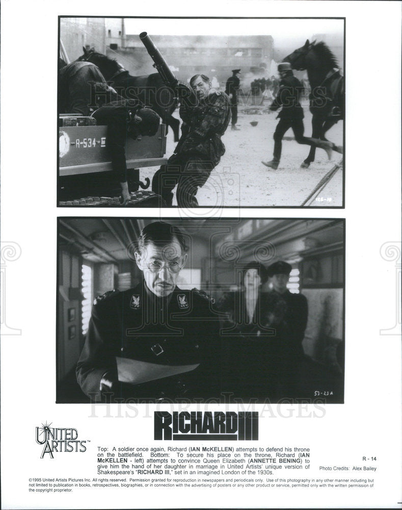 1995 Press Photo Ian McKellen and Annette Bening in &quot;Richard III&quot; - Historic Images