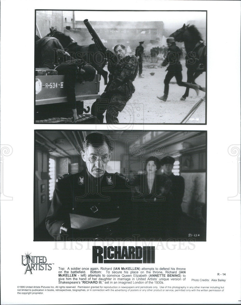 1995 Press Photo Ian McKellen and Annette Bening in "Richard III" - Historic Images
