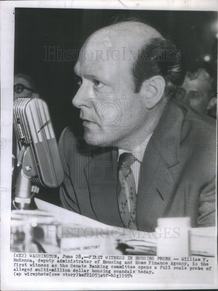 1954 Press Photo William F. McKenna, Multi-million dollar housing scandal - Historic Images