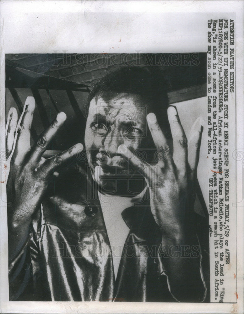 1959 Press Photo Nathan Mdedle,actor,singer - Historic Images