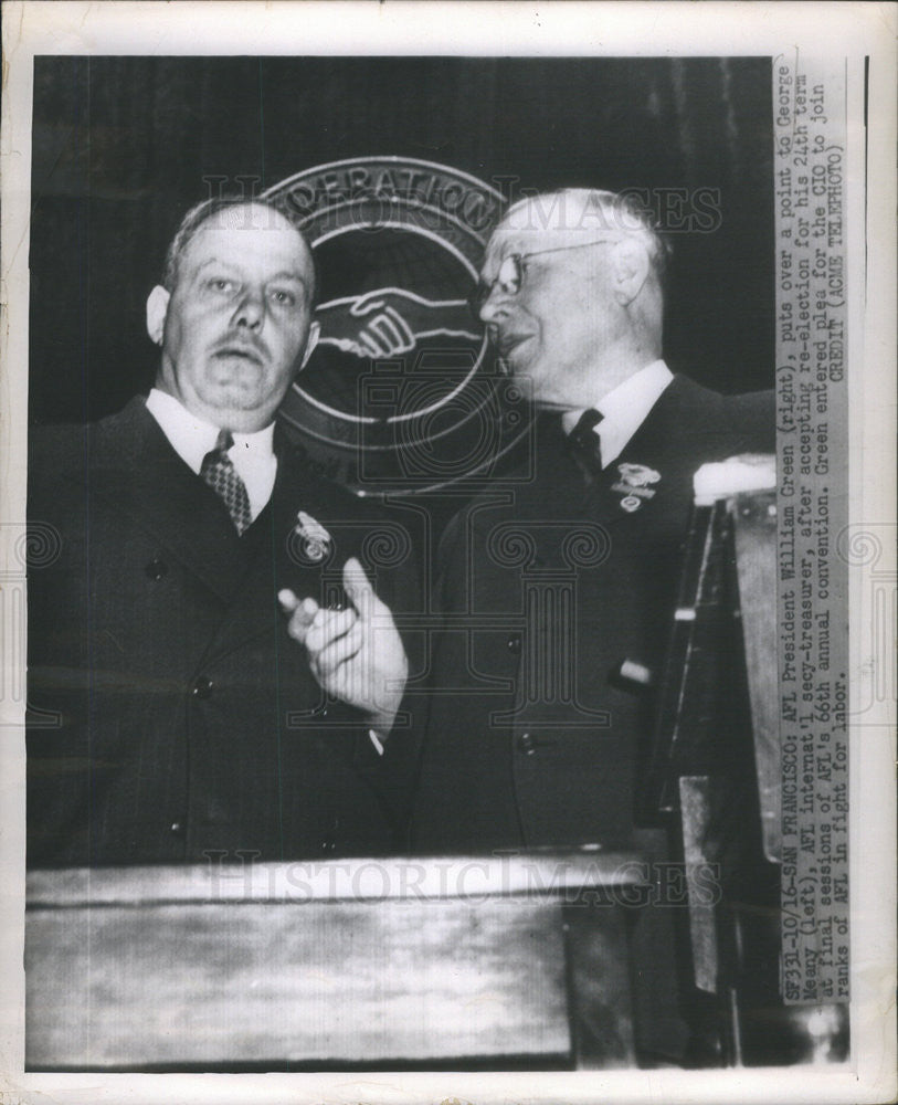 1947 Press Photo AFL President William Green And George Meany AFL International - Historic Images