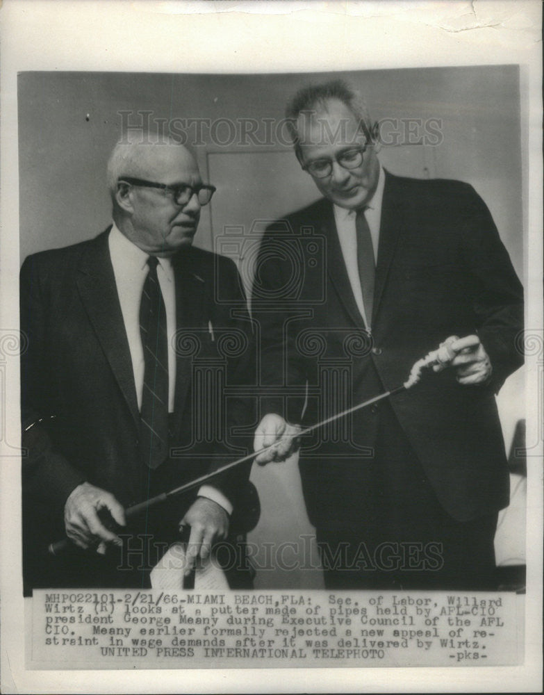 1966 Press Photo Secretary Labor Willard Wirtz AFL-CIO President George Meany - Historic Images