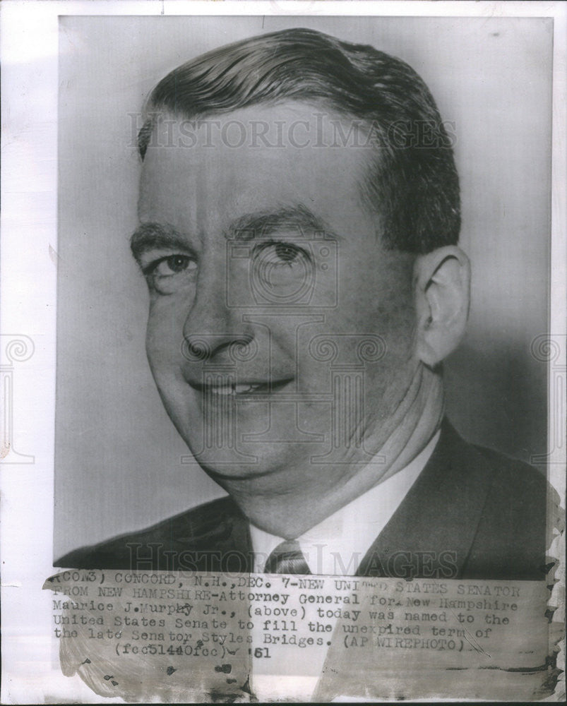 1961 Press Photo Attorney General For New Hampshire maurice J Murphy Jr - Historic Images