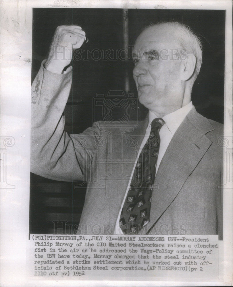 1952 Press Photo Phillip Murray, president of the CIO United Steelworkers. - Historic Images