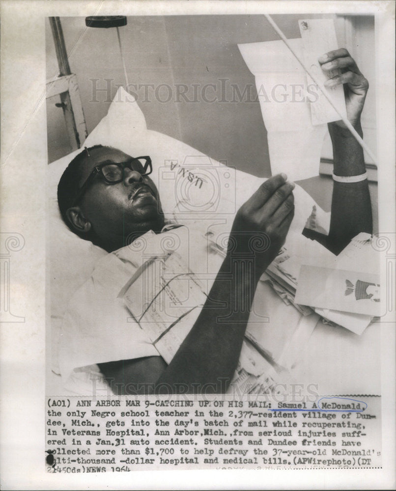 1964 Press Photo Samuel Mcdonald negro school teacher - Historic Images