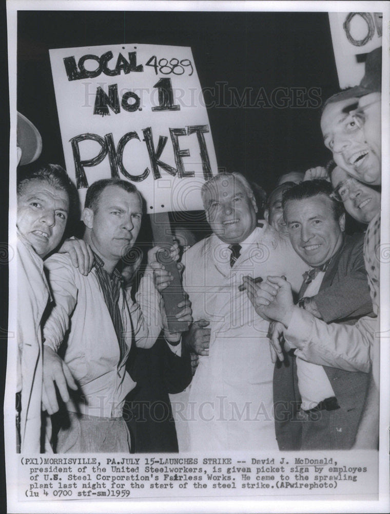 1959 Press Photo David j mconald president of united steelworkers - Historic Images