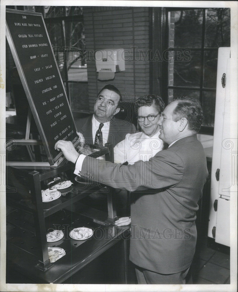 1954 Press Photo Joseph Nevilie, Food Buyer for the City, Miss Florence Lobach, - Historic Images