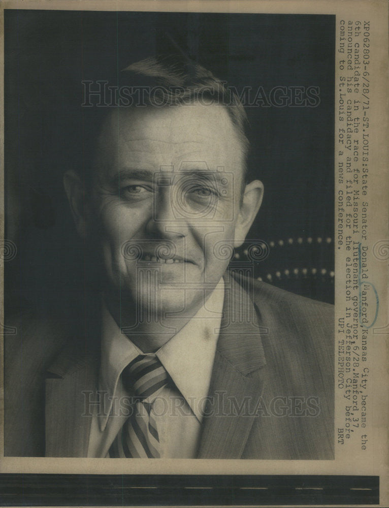 1971 Press Photo Senator Donald Manford, candidate for Lt. Governor. - Historic Images