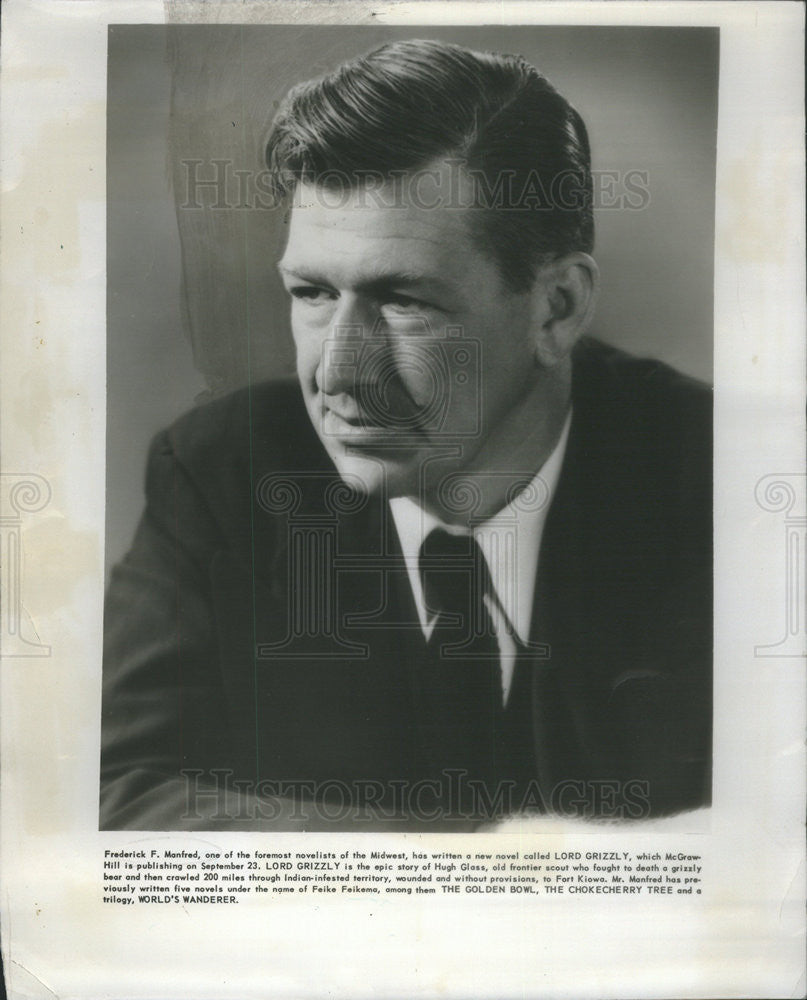 1954 Press Photo Frederick F. Manfred, author of &quot;Lord Grizzly.&quot; - Historic Images