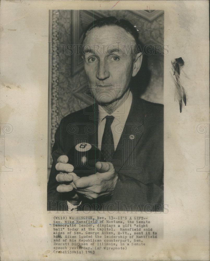 1963 Press Photo Mike Mansfield American Democratic Politician - Historic Images