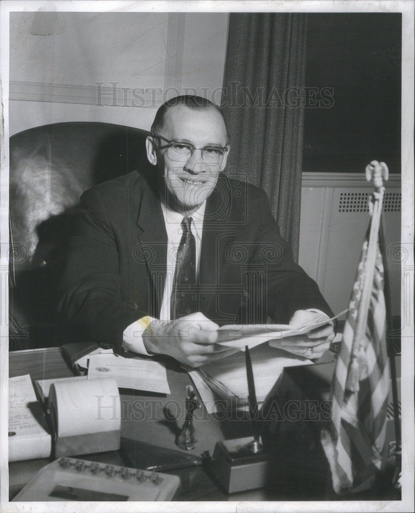 1958 Press Photo Mayor Peter Mandich of Gary Indiana - Historic Images