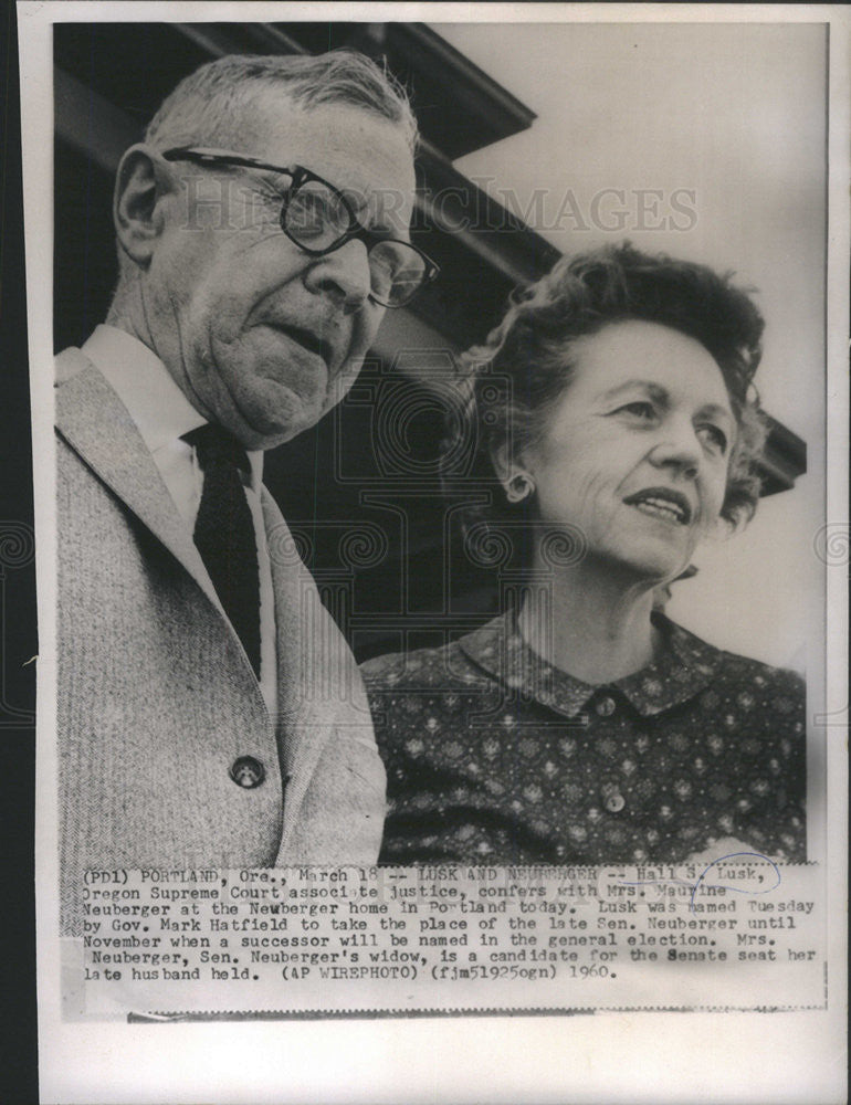 1960 Press Photo  Hall S. Lusk Oregon Supreme Court Assoc. to Justice. - Historic Images