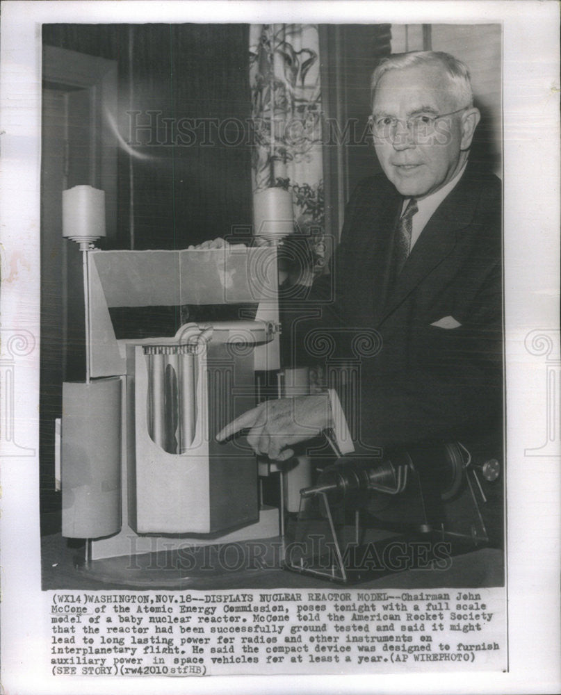 Press Photo John McCone, chairman of the Atomic Engery Commission. - Historic Images