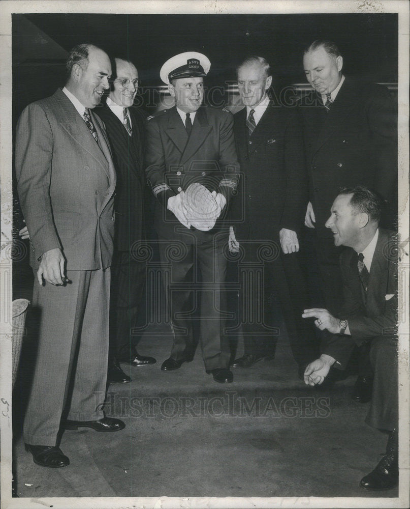 1945 Press Photo Robert J Dunner, William Finn, Cornell Hembergs, Joe Murphy - Historic Images