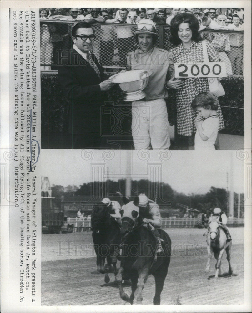 1973 Press Photo of William A. Thayer Jr., GM of Arlington Park, &amp; David Whited - Historic Images