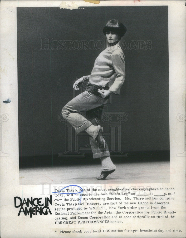 1989 Press Photo of choreographer Twyla Tharp of TV show Dance In America - Historic Images