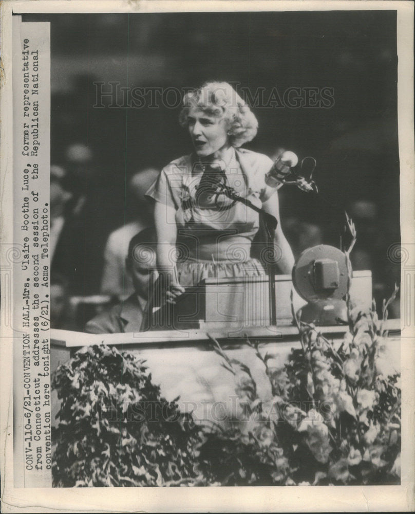 1948 Press Photo Claire Boothe Lucc, addresses Republican National Convention. - Historic Images