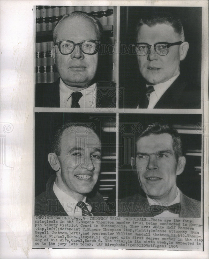 1963 Press Photo T. Eugene Thompson Murder Trial, Judge Rolf Fosseen - Historic Images