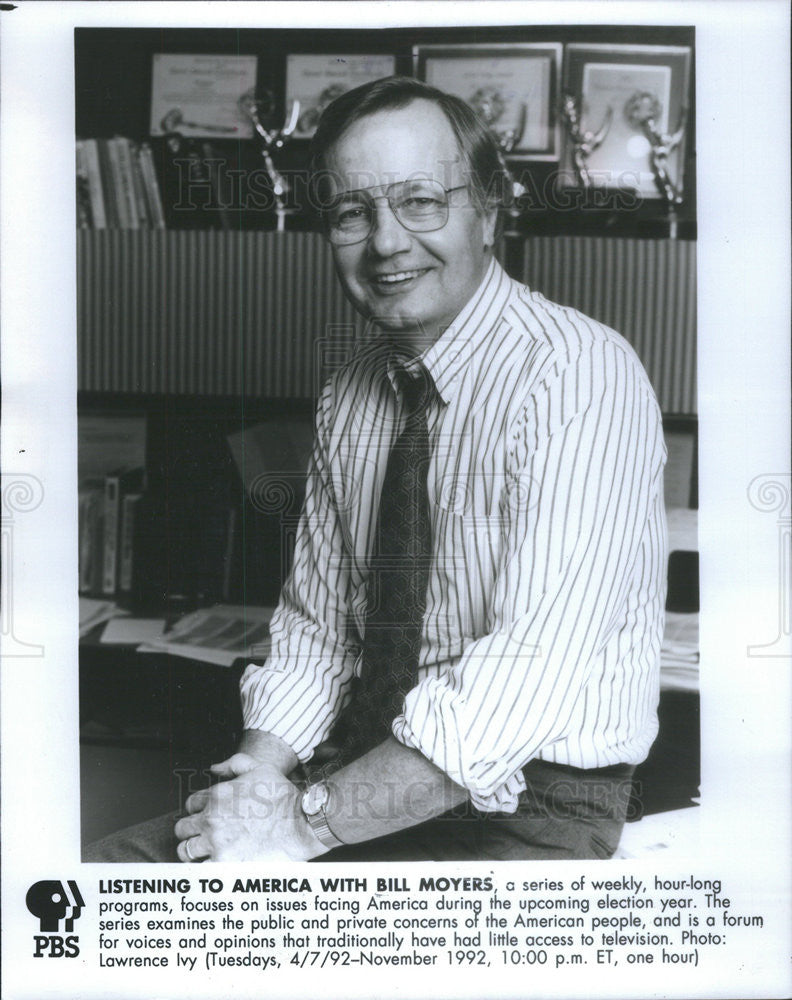 1992 Press Photo Journalist Bill Moyers - Historic Images