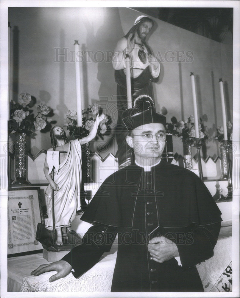 1958 Press Photo Rev Francis Rowinski St John Polish Catholic Church - Historic Images