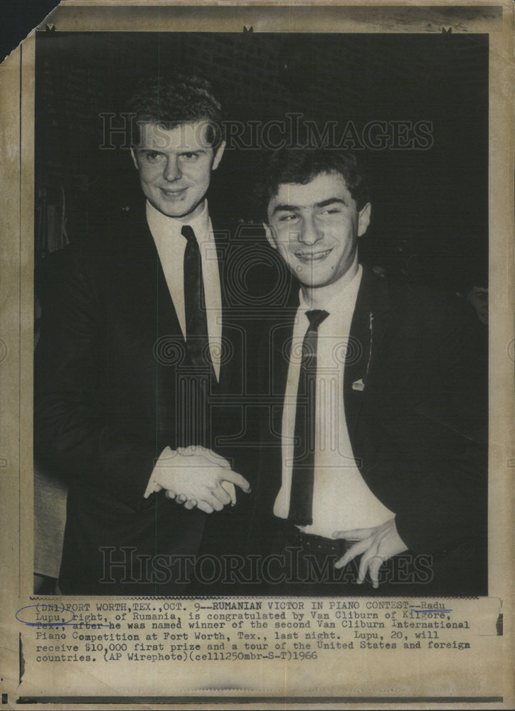 1966 Press Photo Radu Lupu of Rumania &amp; Van Cliburn of Kilgore  Piano Competion - Historic Images