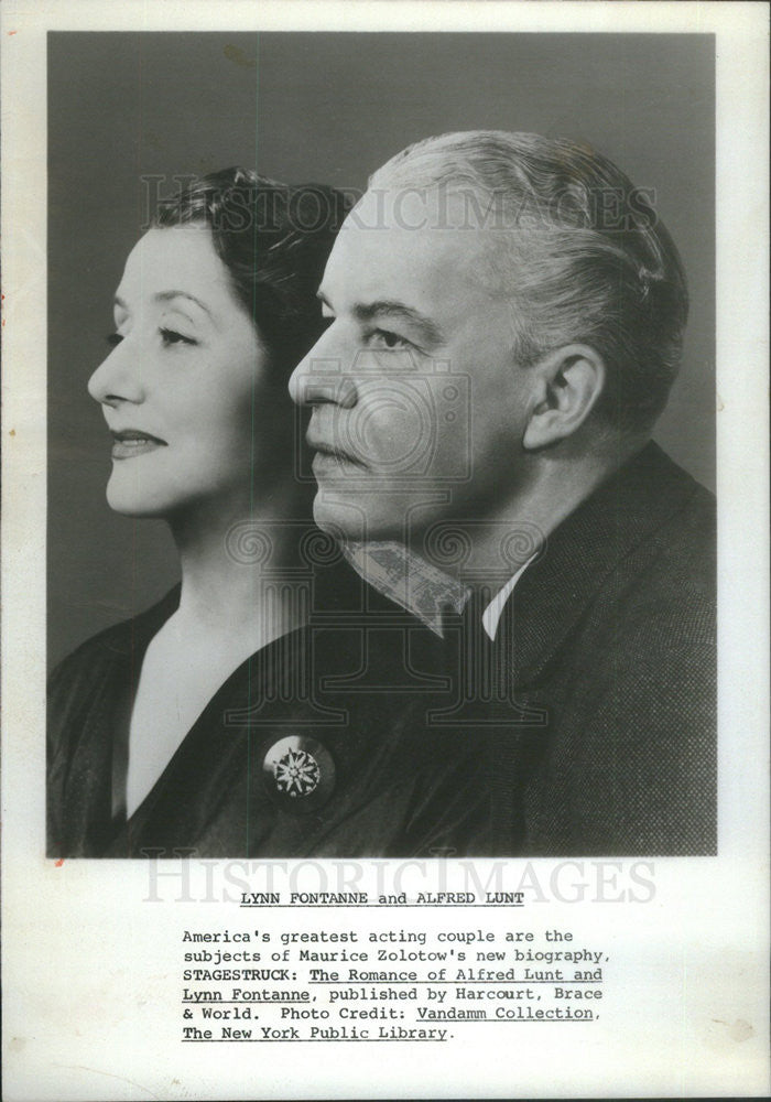 1965 Press Photo Book, Stagestruck: The Romance of Alfred Lunt Ant Lynn Fontanne - Historic Images