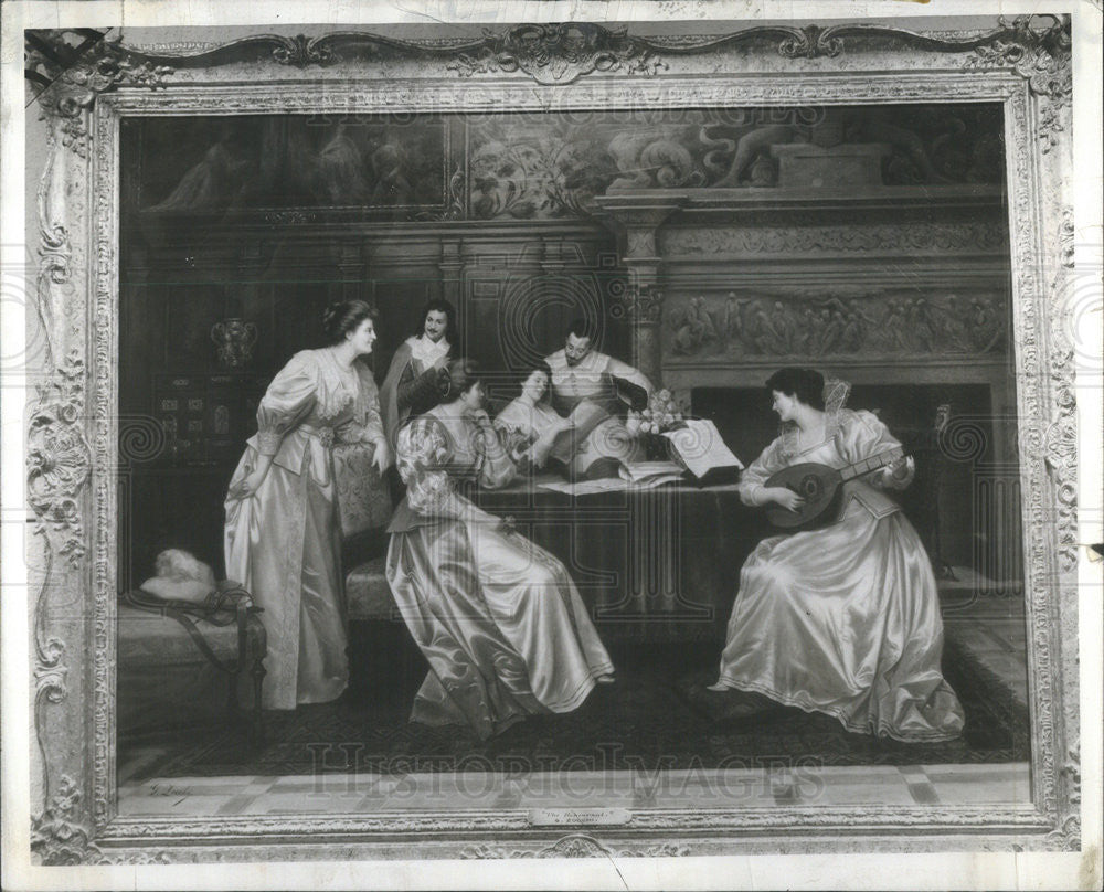 1954 Press Photo Painting by G. Zocchi &quot;The Rehearsal&quot; On Display In Chicago - Historic Images