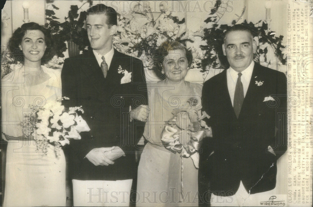 1937 Press Photo Comm Earl Spender &amp; Mrs Reese Johnson wedding with Betty - Historic Images