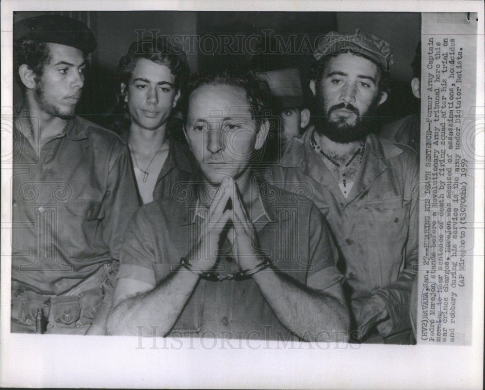 1959 Press Photo Army Capt Pedro Morejon Before Revolutionary Army Tribunal - Historic Images