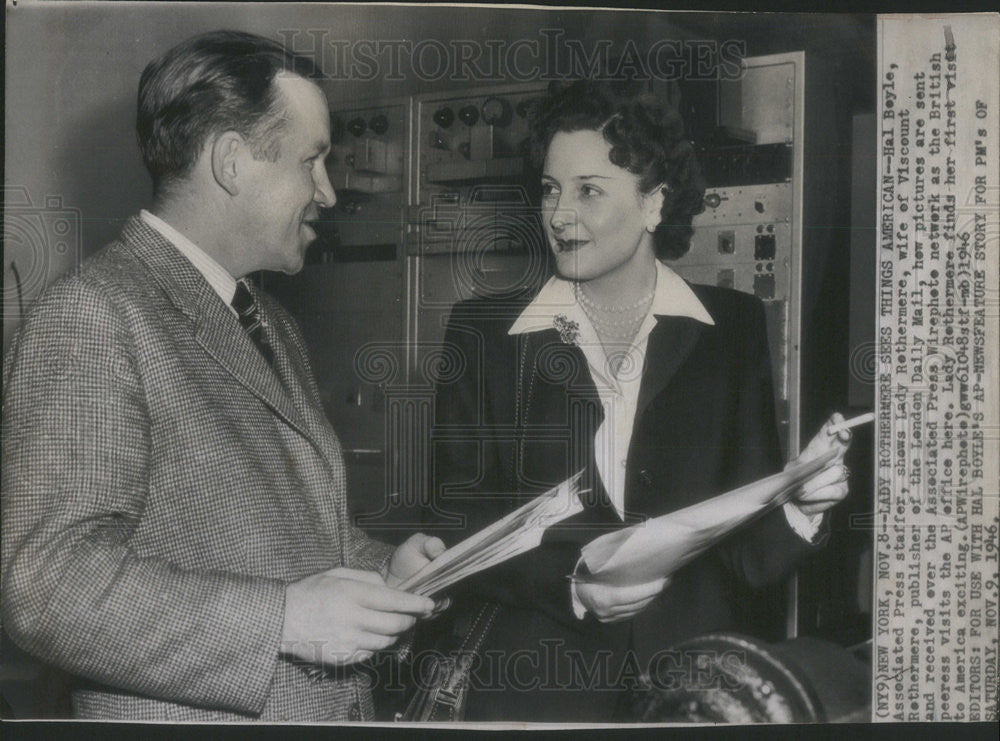 1946 Press Photo Hal Boyle Lady Rothermere Viscount Rothermere London Daily Mail - Historic Images