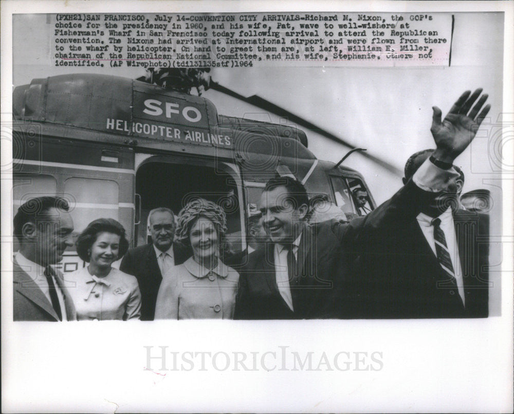 1964 Press Photo Presidential Candidate Nixon With Wife San Francisco Arrival - Historic Images