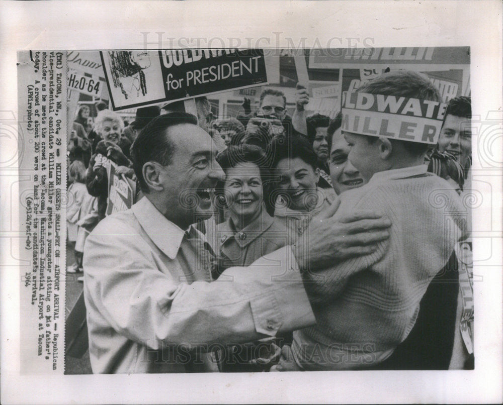 1964 Press Photo Republican Vice Presidential Candidate William Miller Tacoma - Historic Images