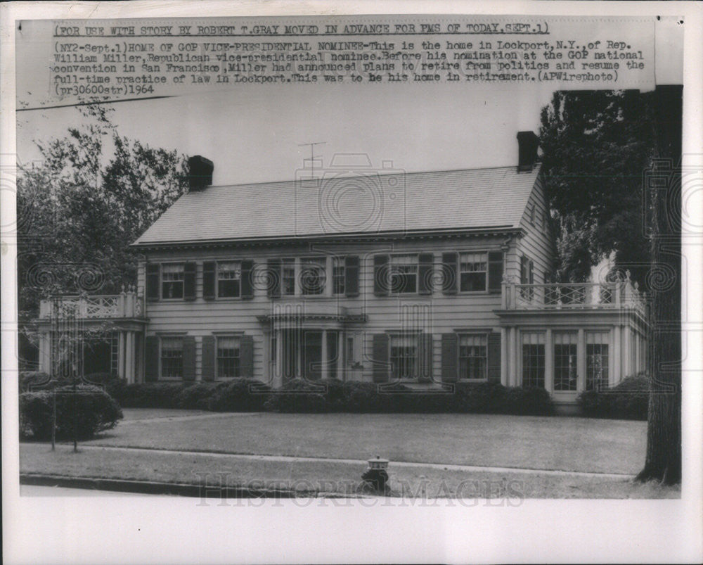 1964 Press Photo Home Of William Miller, Republican Vice-Presidential Nominee - Historic Images