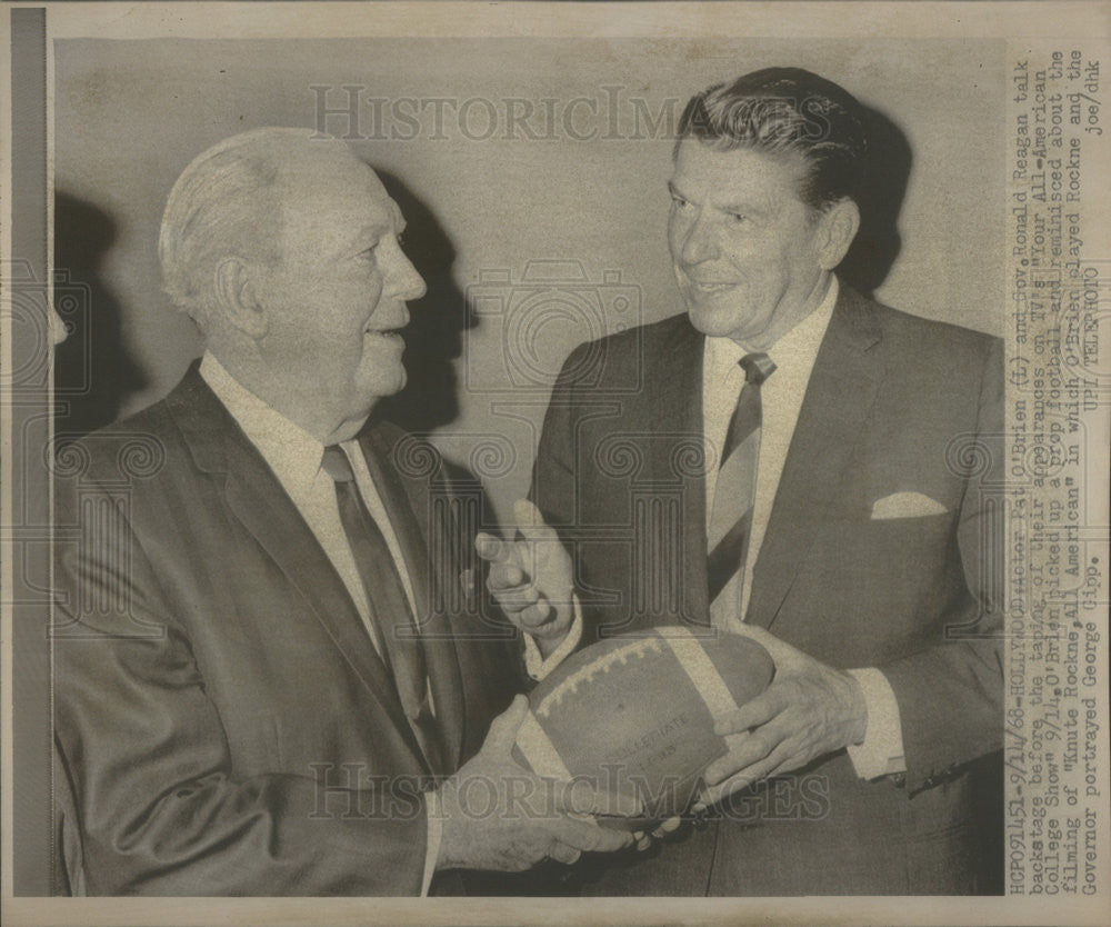 1968 Press Photo Pat O&#39;Brien Governor Ronald Reagan - Historic Images