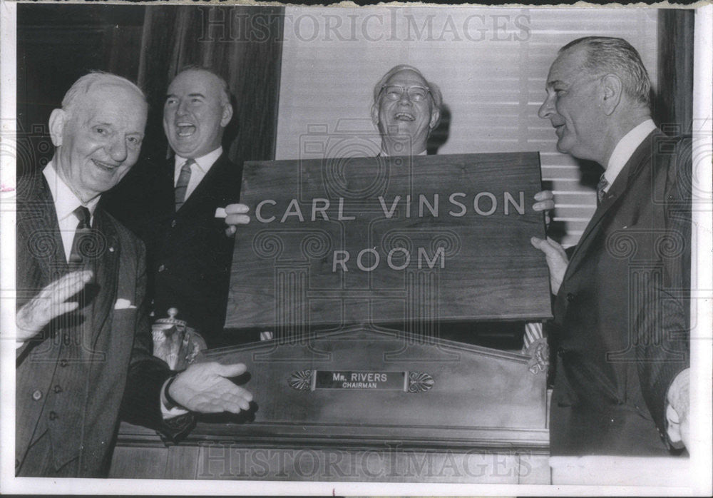 1965 Press Photo President Johnson Dedicates House Hearing Room To Carl Vinson - Historic Images