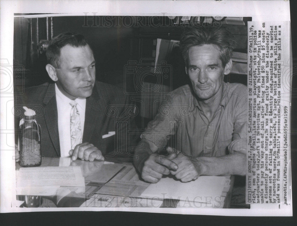 1959 Press Photo Shane O&#39;Neill Detective Sgt Frank Feltovich Police Headquarters - Historic Images