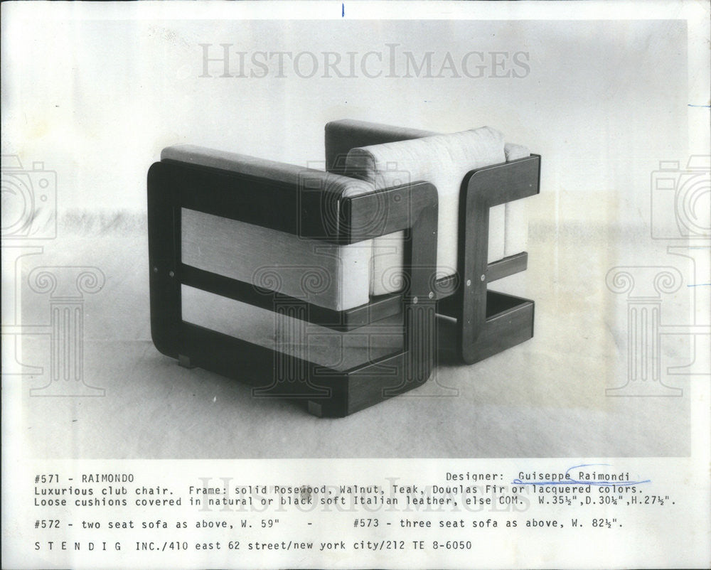 1969 Press Photo Club Chair Designed By Guiseppe Raimondi - Historic Images