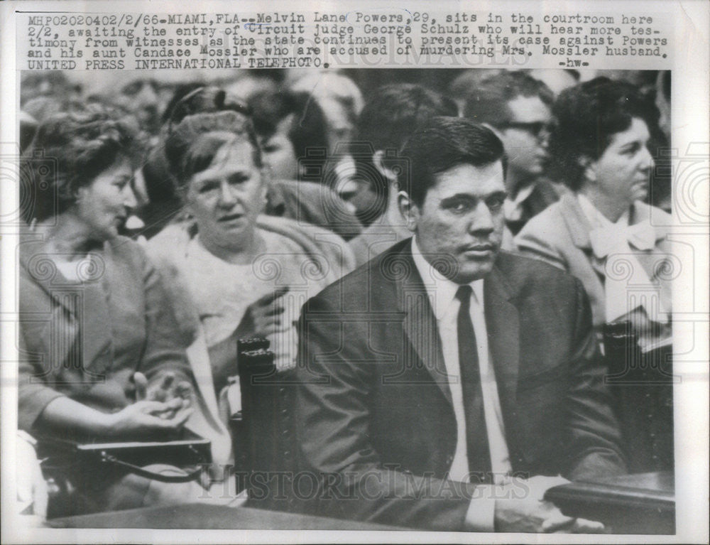 1966 Press Photo Melvin Lane Powers sits in courtroom accused of murder. - Historic Images