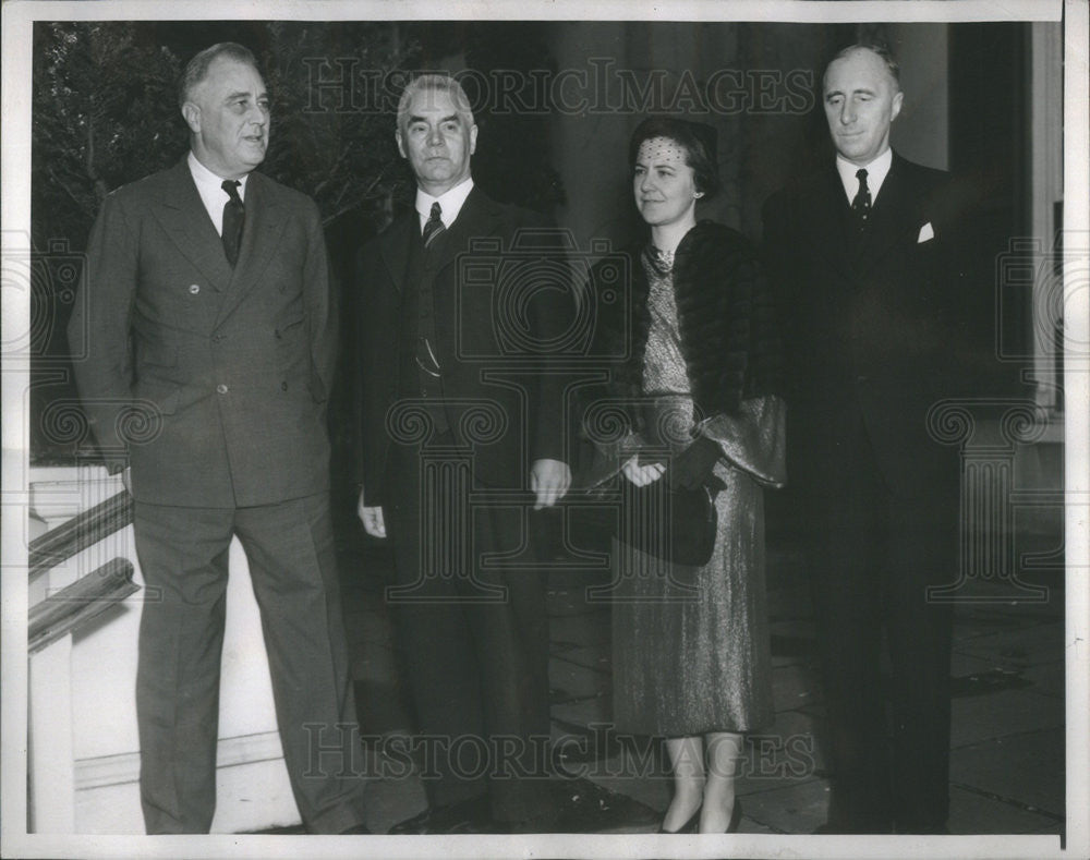 1937 Press Photo President Roosevelt Dr Halvdan Koht Madame De Morgenstierne - Historic Images