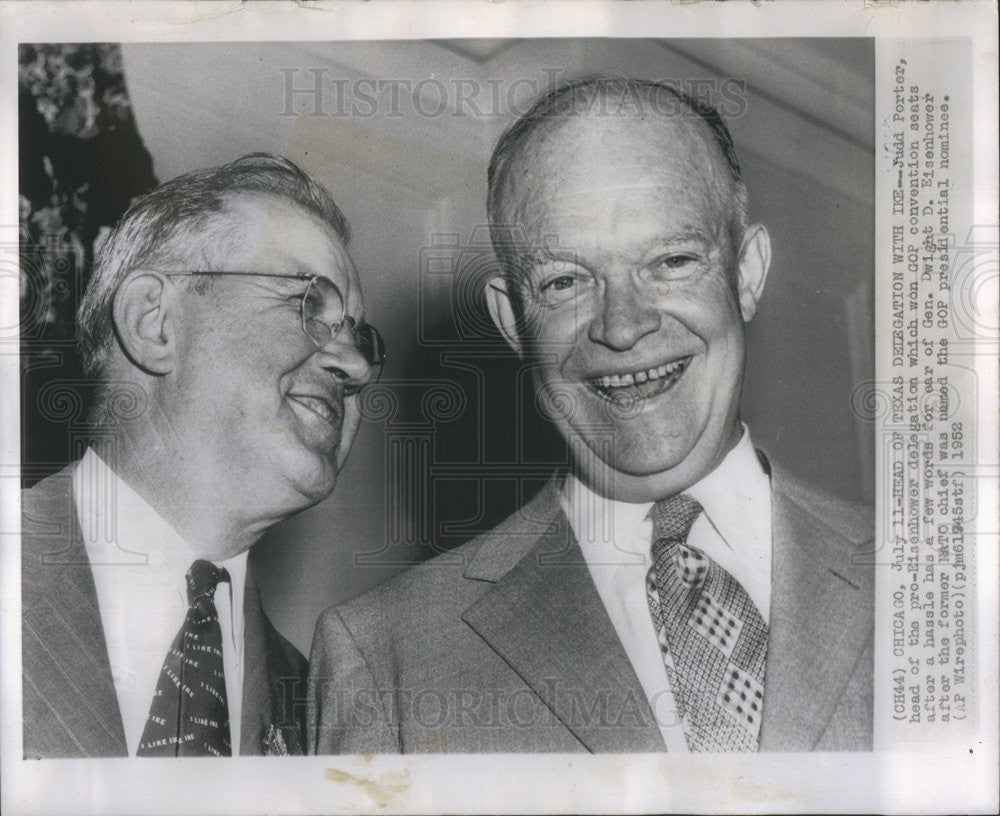 1952 Press Photo Republicans Judd Porter Dwight Eisenhower Chicago Delegation - Historic Images