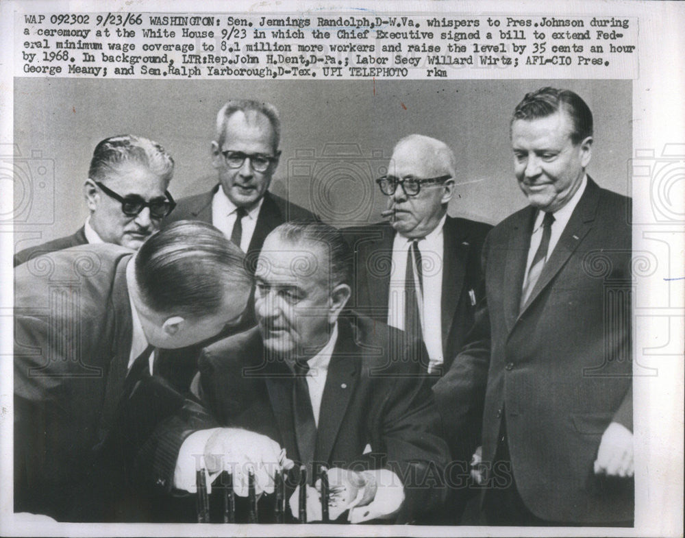 1966 Press Photo President Johnson Bill Signing Ceremony Jennings Randolph - Historic Images